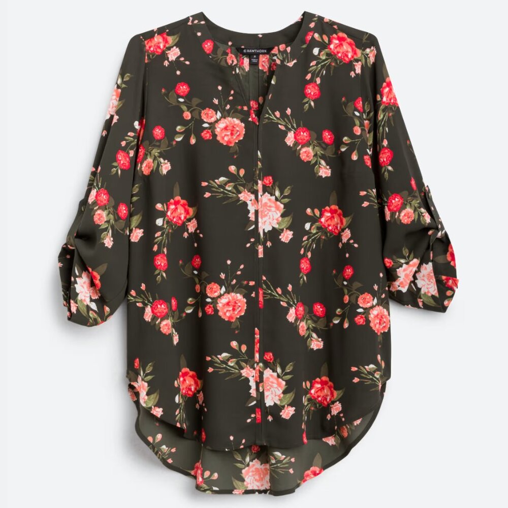 41 Hawthorn Karie Split Neck High-Low Hem Blouse — Size 1X